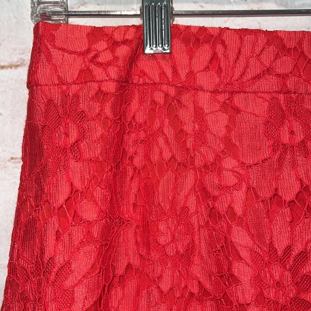 NWT Halogen 2 red bittersweet skirt lace overlay midi pencil back zipper